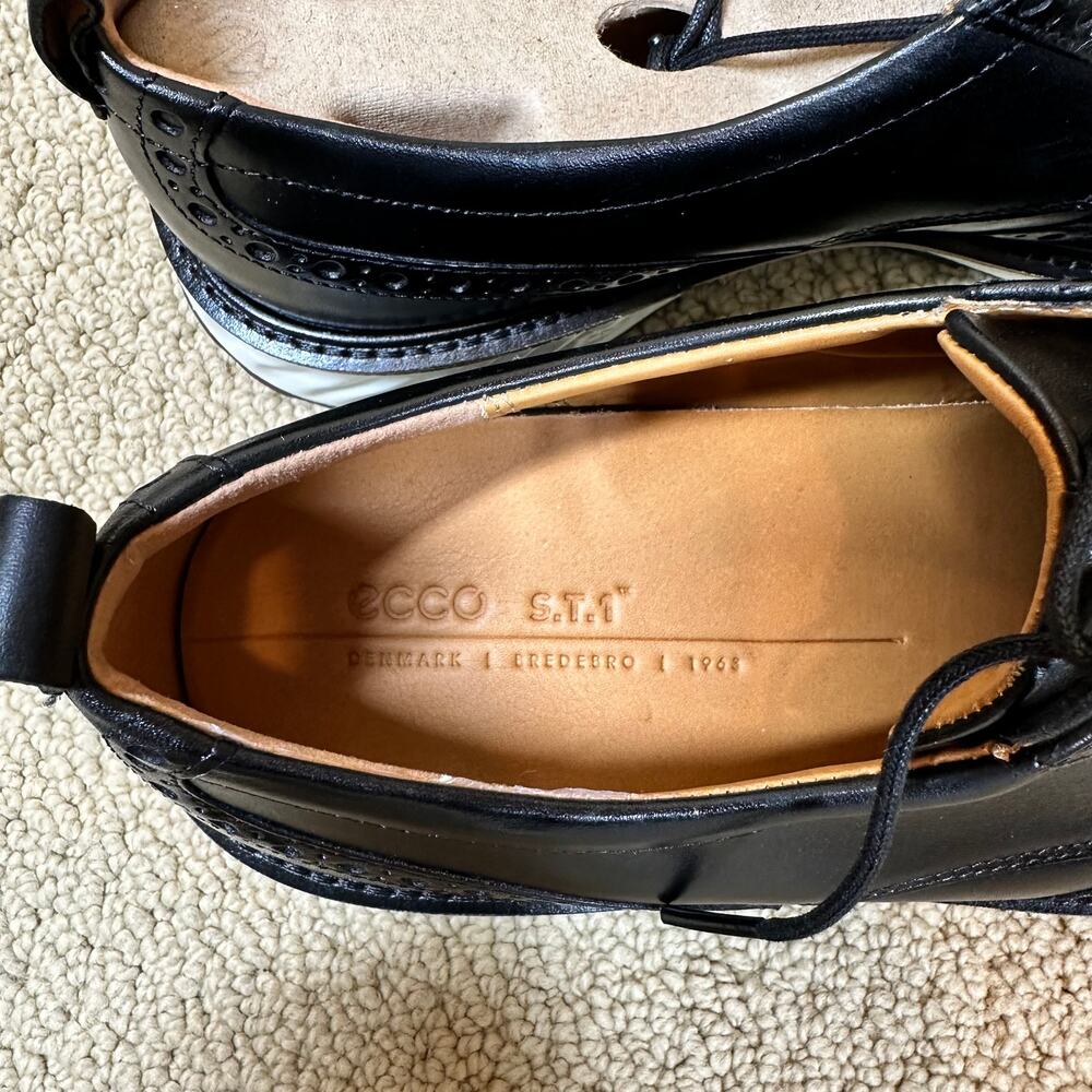 Ecco St. 1 Hybrid Men's Black Leather Wingtip Derby sz 11-11.5 PHORENE Midsole - Picture 5 of 8